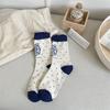 Bubble Mouth Line Doll Lolita Socks Women Vintage Polka Dot Slim Leg Socks Pure Cotton Mid-Leg Socks