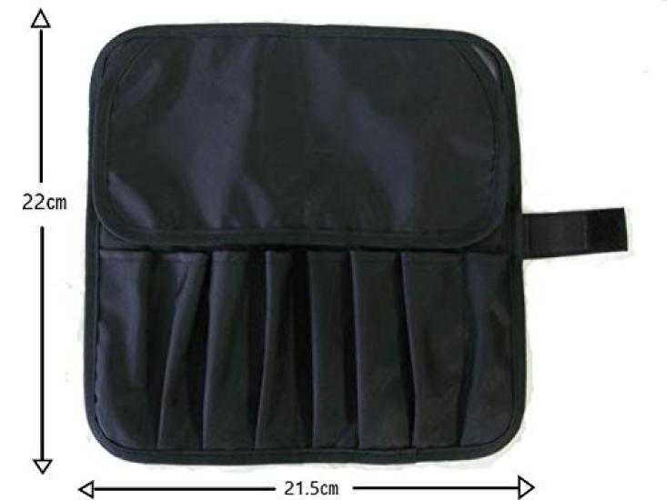 Made In Japan Makeup Brush Case with 8 Black Pockets,