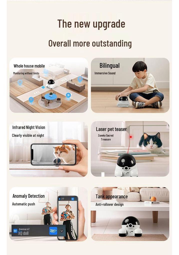 4G Wireless Robot Pet Monitor with Dual Screen & Voice Intercom