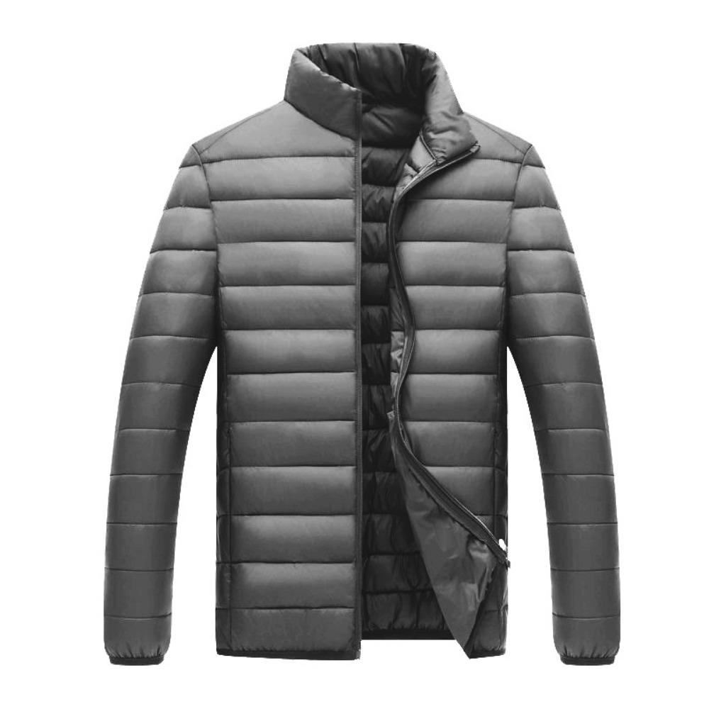 Men  Long Sleeves Zipper Front Stand-up Collar Going Out Light Thin   Down Jacket Warm and Windproof