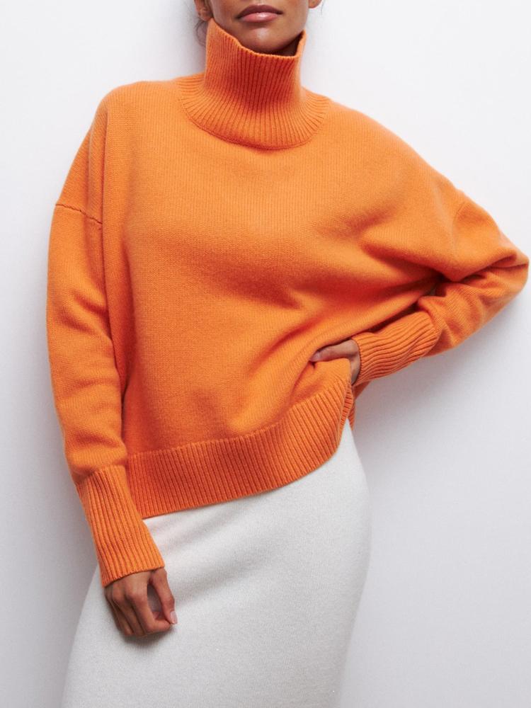 Women's Knitted Sweater Turtleneck White Black Christmas Loose Oversized Pullover Casual Knitwear Soft Sweater for Women 2025