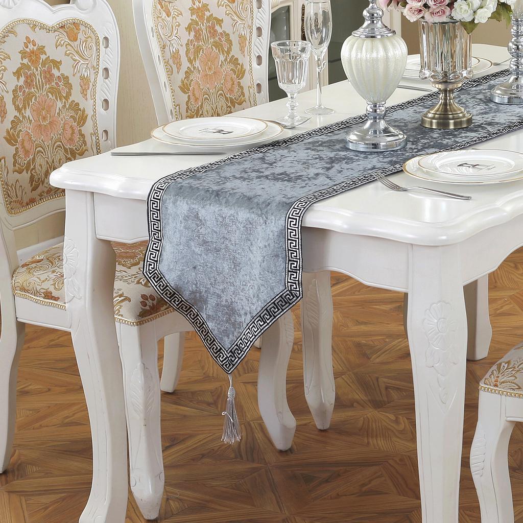 Chinese Table Runner Modern European Jacquard Table Runner Simple Fashionable Solid Color Light Luxury for Party Home Decoration