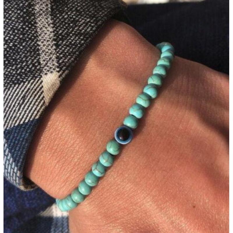 Универсальный мужской эластичный браслет из натурального камня 6 мм  Глаз Демона  Standard