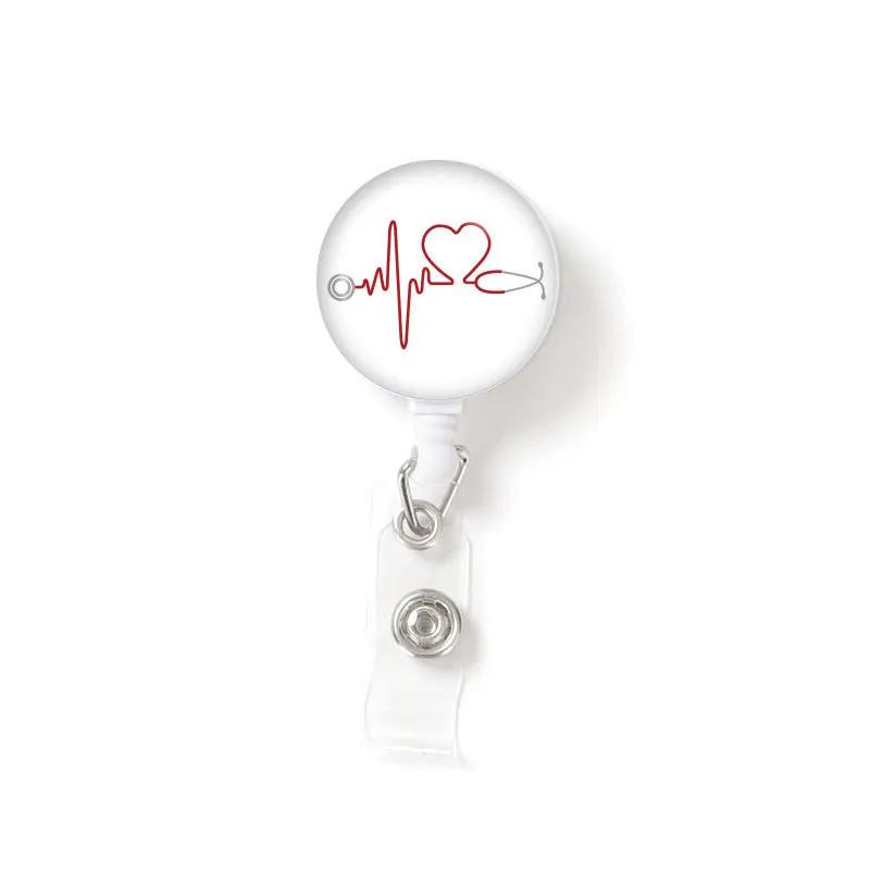 1pc Marble Nurse Doctor Badge Reel Retractable ID Badge Holder Key Ring ID Name Card Office Supplies Porta Credencial