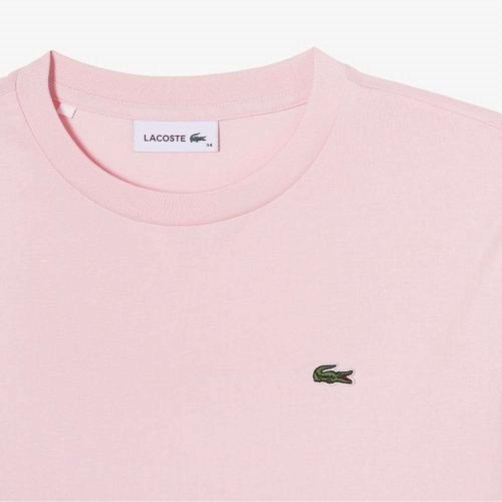 LacoSTe Women S baSic Crewneck ShorT Sleeve T ShirT [lighT Pink]