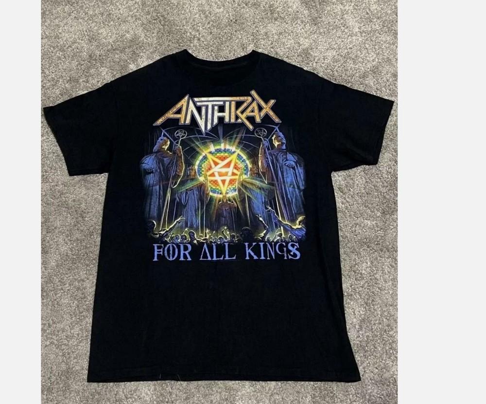 ANTHRAX для всех королей Футболка с коротким рукавом Черная Унисекс S-45XL Унисекс Футболка XXL