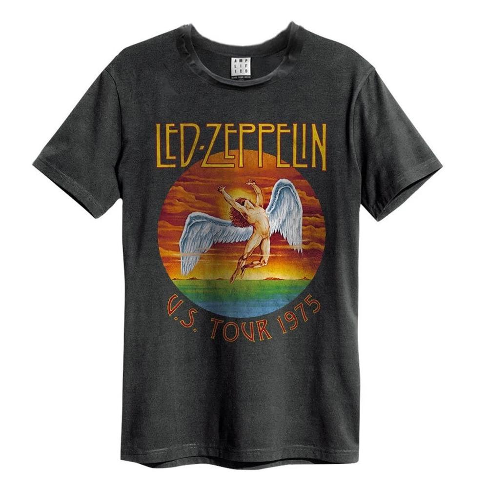 Amplified Unisex Led Zeppelin Usa Tour 75 TShirt New Charcoal S