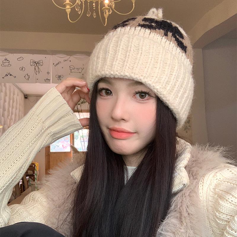 Retro Woolen Hat for Women in Autumn and Winter Large Head Circumference  Face Showing Small Cold Hat  Warm and Thickened Ear Protection Knitted Hat