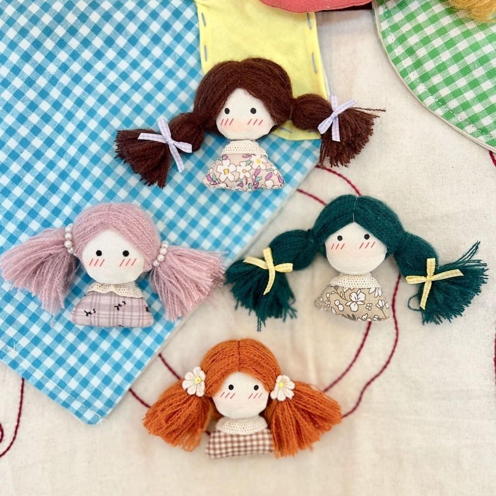 Handmade Braid Girl Doll Fabric Cotton Filled Mini Cartoon Doll Clothing Decoration