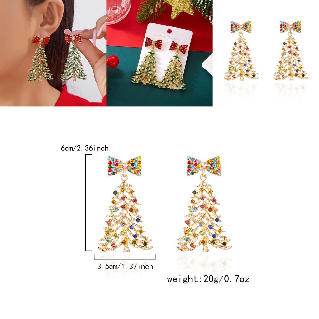 Christmas Tree Earrings For Women With Alloy Material Festive Design Perfect For Holiday Parties