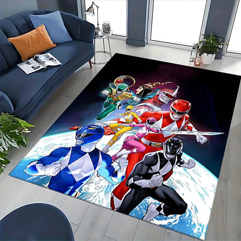1 Stück Power Rangers Anime Cartoon Design Bürostuhlmatte Rutschfeste Teppichmatte für Heimdekoration, Wohnzimmer, Schlafzimmer, Spielzimmer - Perfektes Geschenk für Fans!T023