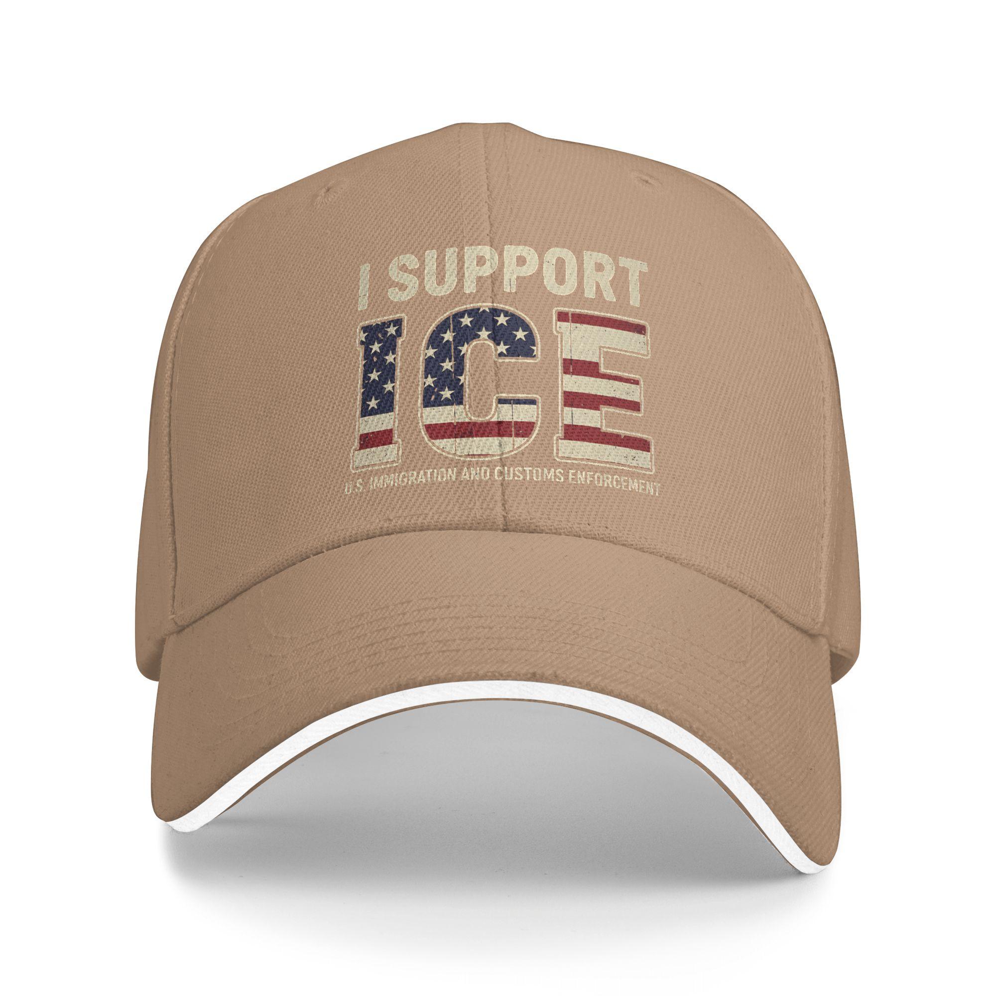 

I Support ICE Immigration and Customs Enforcement Baseball Cap Unisex Design Trucker Hat Summer Trendy Fishing Baseball Caps As Picture хакі