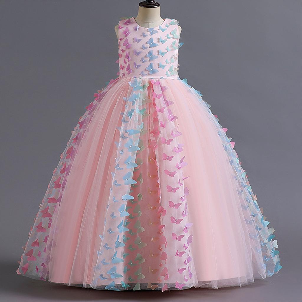 Children's Dress Princess Dress With Bow Solid Color Sequin Performance Cake Dress