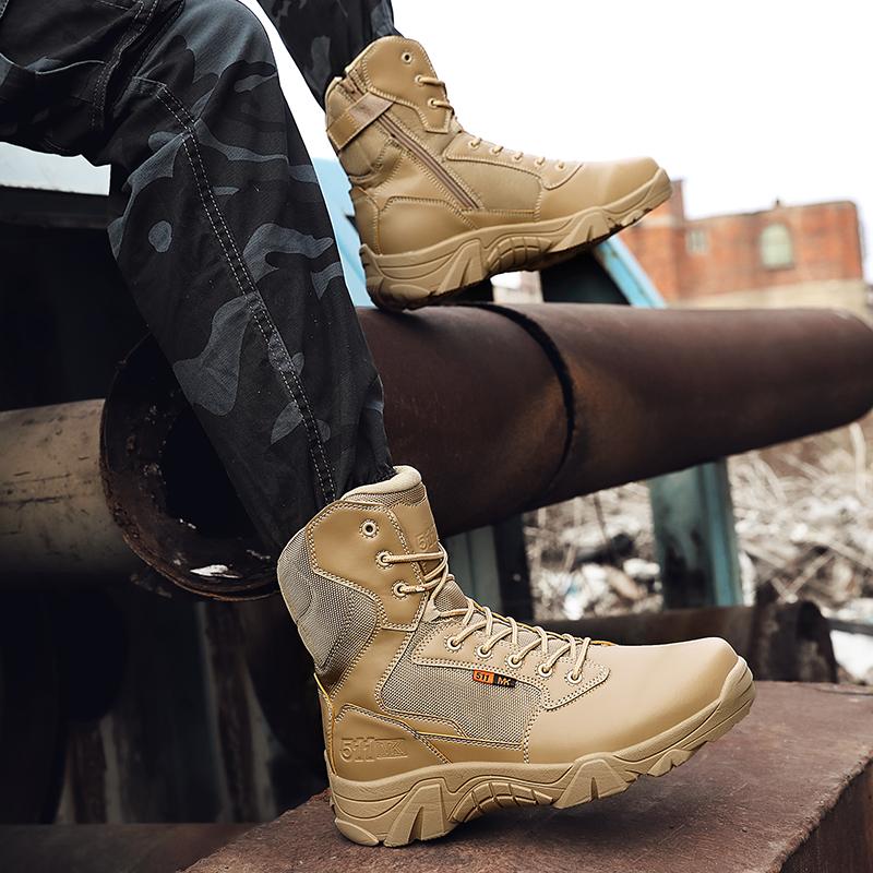Golden Sapling Plus Size Men's Combat Dersert Boots Fashion Waterproof Man Outdoor Tactical Ankle Boot Leisure Hiking Shoes Male