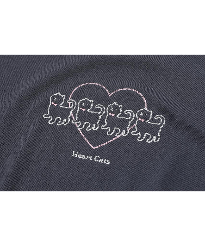 CPGN STUDIO Cat'S Heart Chain Embroidered Short Sleeve T-Shirt Charcoal
