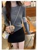 Korean College-Style Women's Striped Wool Knit Long Sleeve Top – Early Autumn Slim Fit