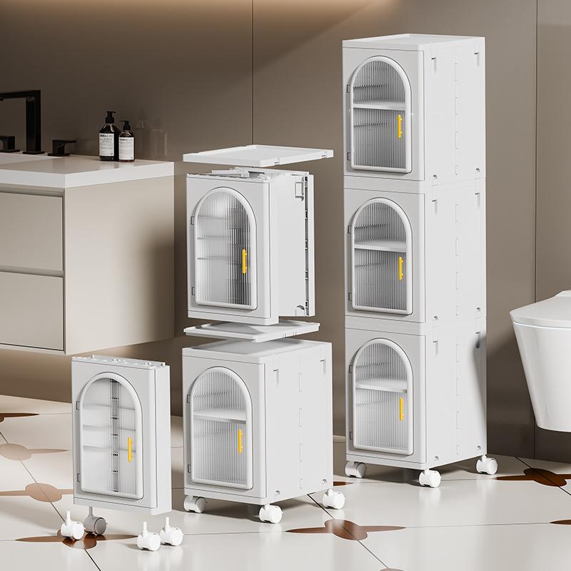 28cm Toilet Storage Cabinets, Bathroom Cabinets, Kitchen Shelves, Foliding Storage Cabinet 4Layers