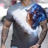 Tiger 3D Printed Short Sleeved T-shirt Summer Breathable polyester Simple Round Neck Top