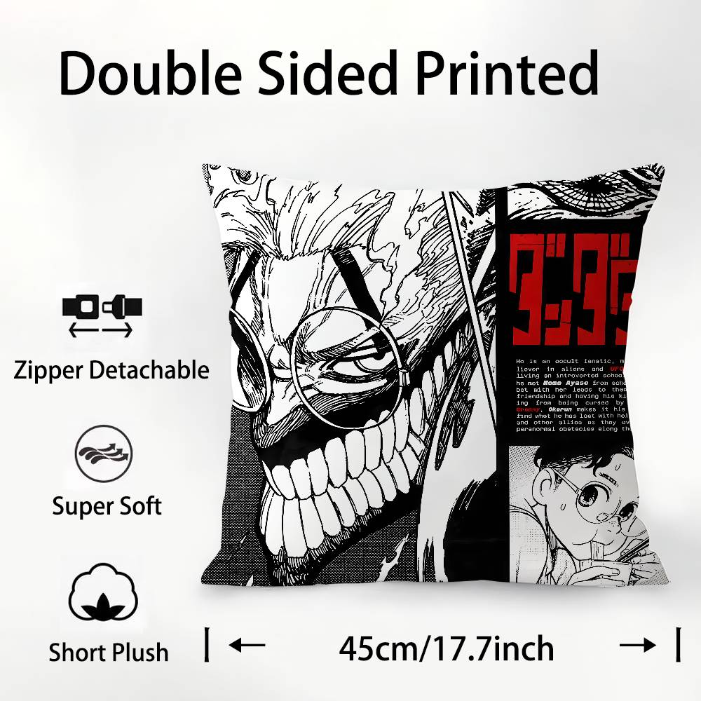 Anime D-Dandadan Pillow Case Square Double‑Sided Print Cushion Case For Sofa Home Bedchamber Decor Gift Peach skin 18*18(CM)-1Pcs