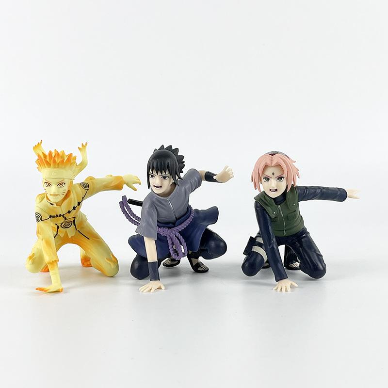Blast Naruto 3-piece set of psychic Naruto Sasuke Chuno Sakura anime handheld office boy model ornaments
