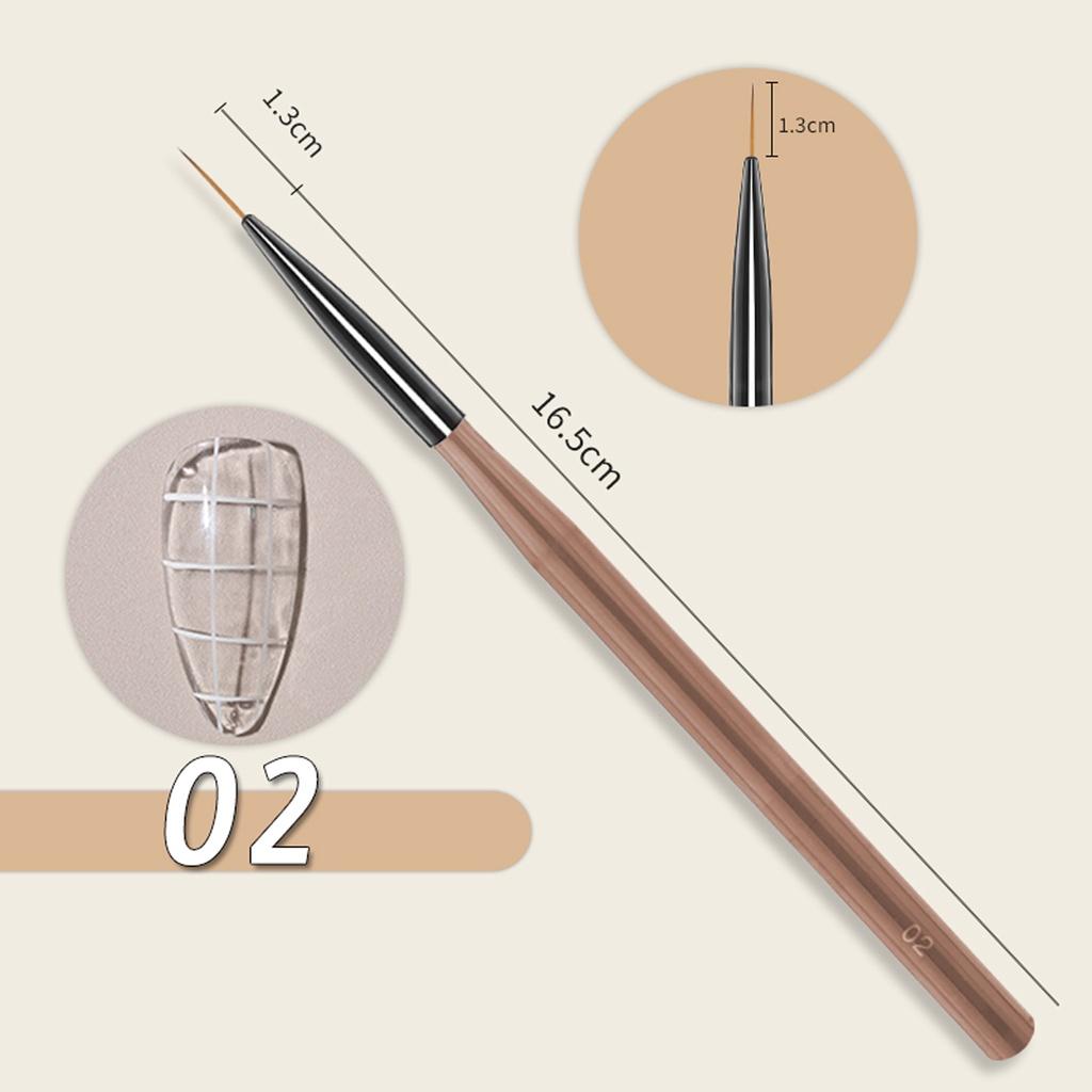 monja Nail Brush Stripes Liner Flowers Drawing Painting Pen French Cleaning UV Gel Polish Clear Brown Handle Manicure Design Apply Tools