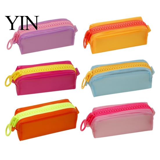 PVC Pencil Case Stationery Case, Large Capacity Pouch, Fashionable Bag Smooth Zipper Pen Organizer for School Office Student Use
