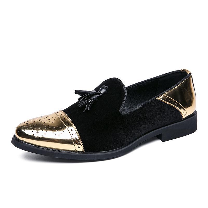 

Большие размеры, мужские туфли Brock с гравировкой, бахромой, заостренные кожаные туфли с фонарным фитилем, туфли для ночных клубов в стиле британского парикмахера 38 чёрный