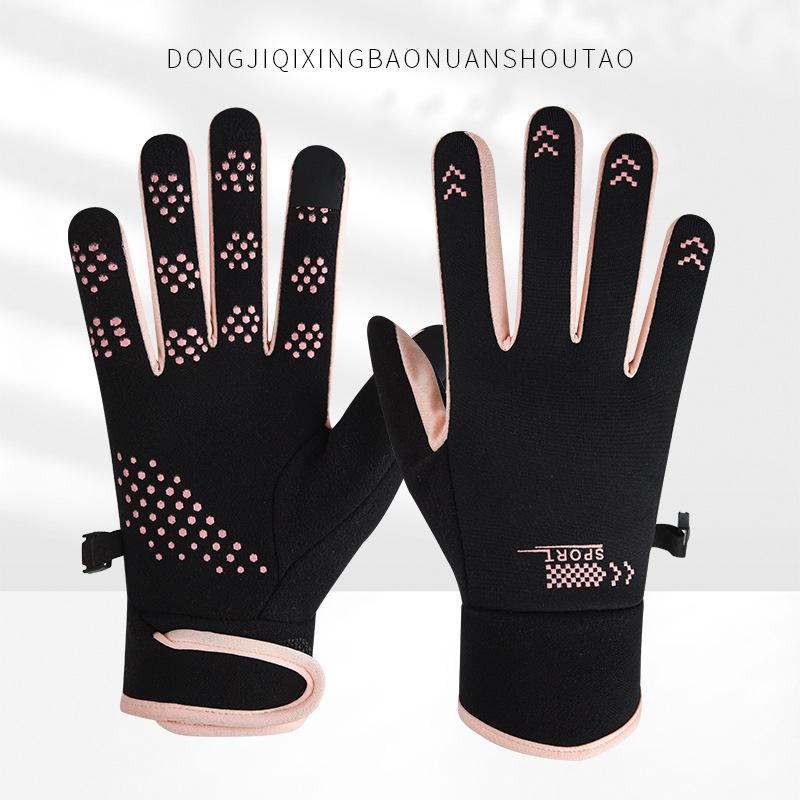 Men and Women Same Style Plush Warm Gloves for Winter Cold and Windproof Outdoor Sports Anti Slip Touch Screen Riding Gloves
