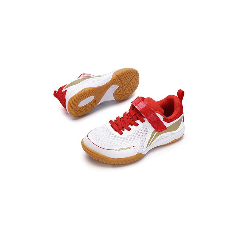 Li Ning Table Tennis Series Sports Comfortable Training Shoes Kids Sneakers White Flame-Red Bright-Gold APPV019-4