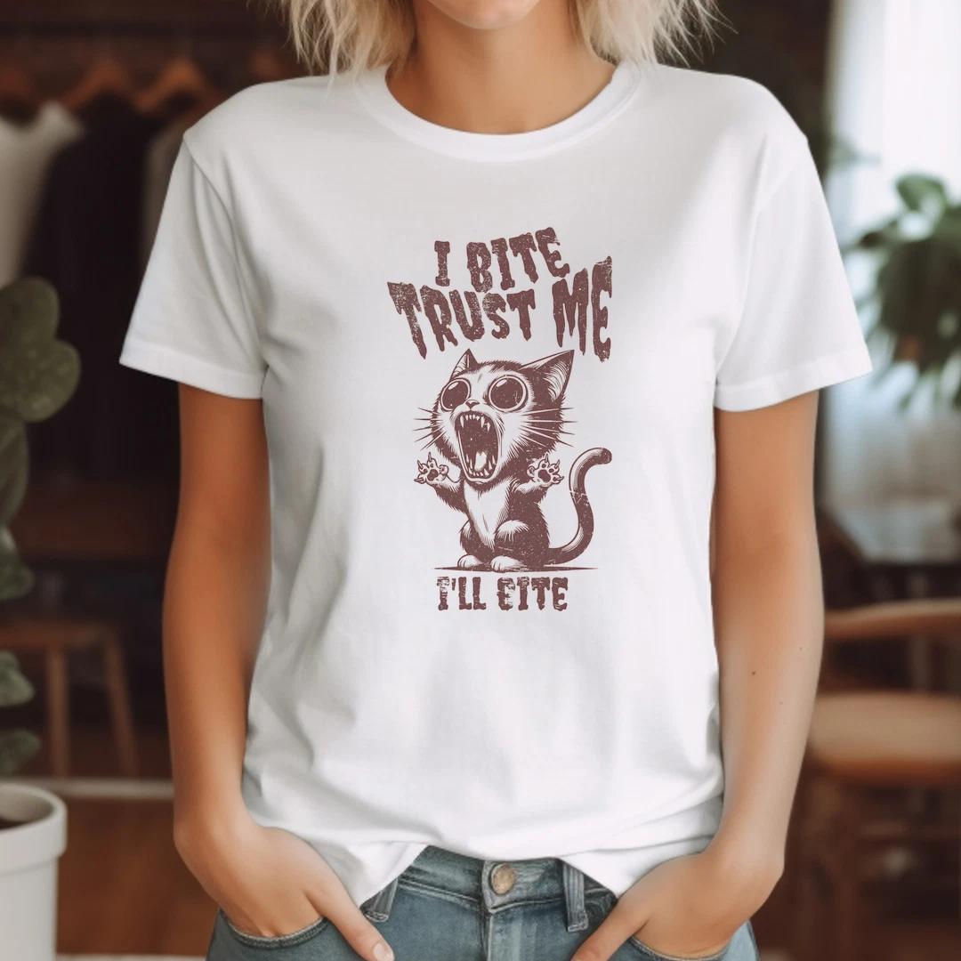 

Gothic Cat Shirt Trust Me I Bite Black T-Shirt 3XL