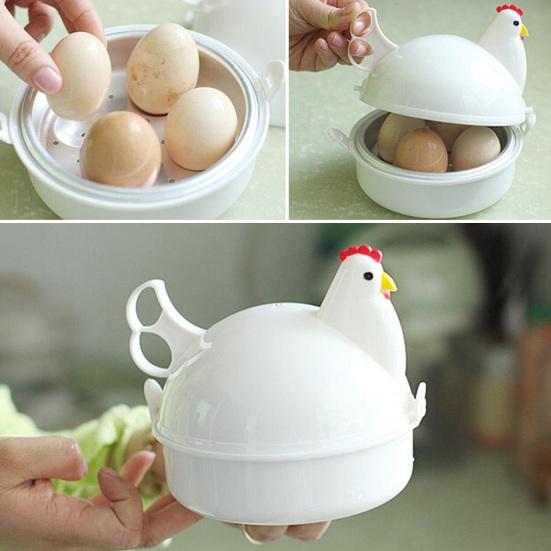 Egg Cooker Chicken Shape Microwave Egg Boiler Steamer with Lid for Soft Hard Boiled Eggs And Steaming Dumplings Sweet Potatoes Kitchen Tools