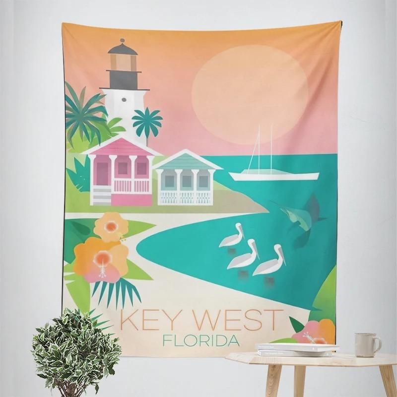 

Декоративный гобелен «Мультяшный город» для домашнего декора, офисного гобелена для гостиной 100x75cm