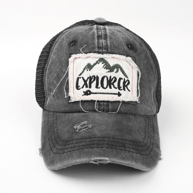 Breathable Embroidered Letter Mesh Cap With Adjustable Fit For Outdoor Sun Protection