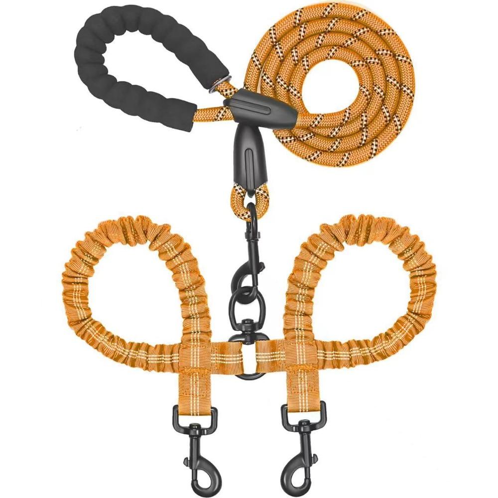 Nylon Double Head Dog Rope Stretchable Elastic Traction Rope Double Headed Leash  Dog Walking оранжевый