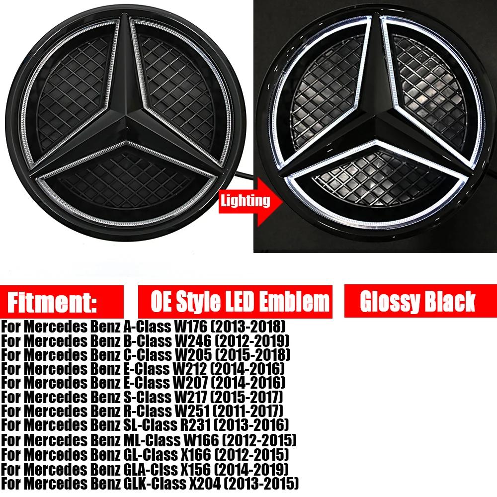 Star Badge Car Front Grill LED Emblem Light For Mercedes Benz CLS W218 W205 W176 W212 W117 W207 W166 3D Mirror Logo SB5