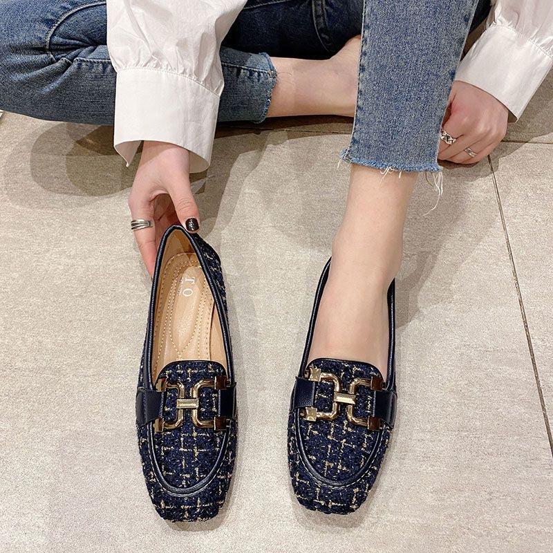 2025 Spring Autumn Shoes Women Flats Soft Fashion Brand Ladies Single Shoes Beige Black Blue Big Size 42