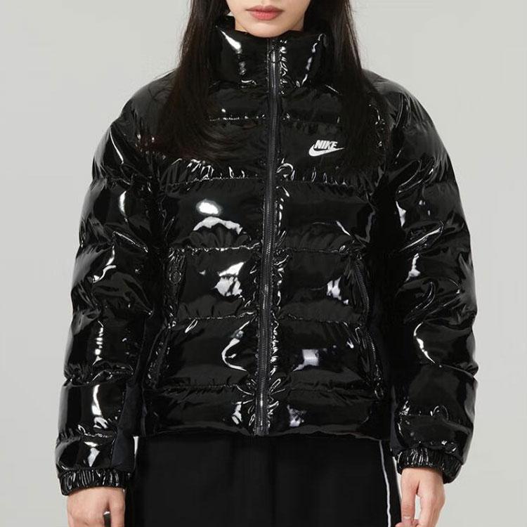 Nike Solid Logo Outdoor Quilted Lightweight Cotton Jacket Women Jacket Black FQ3575-010