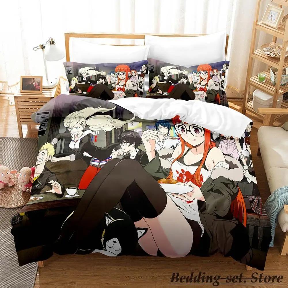 

Game Persona 5 Bedding Set Cartoon Anime three-piece set Adult Kid Bedroom Duvetcover Sets 3D Kawaii lit 2 personnes AU Queen 210x210cm