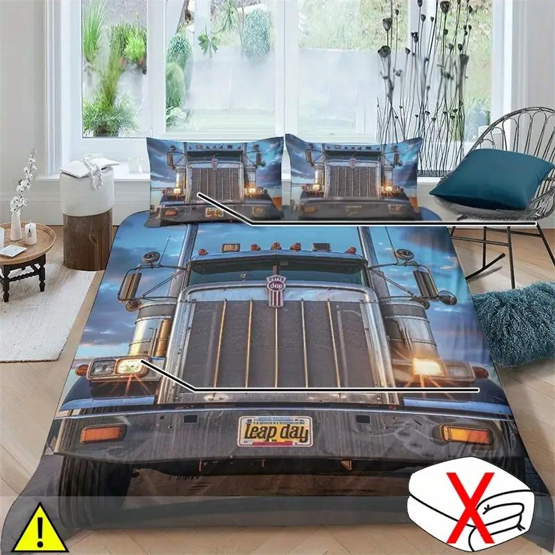 

Truck 3D Digital Print Polyester Duvet Cover Set, Zipper Closure, All-Season Comforter Cover Kit, Machine Washable EU Single(135x200cm)