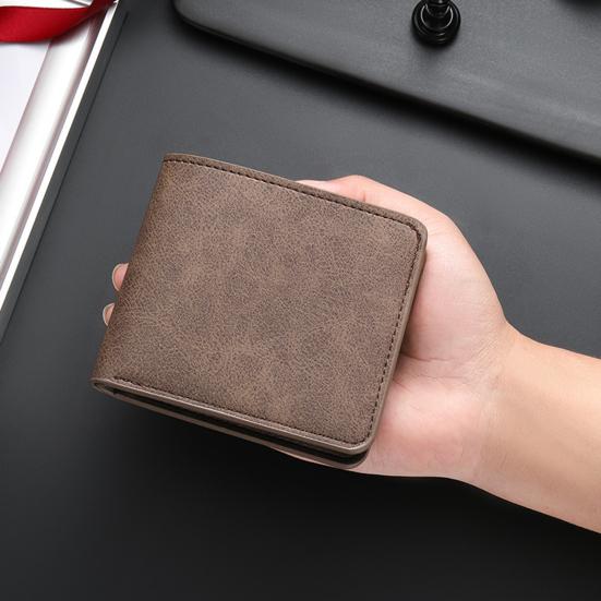 Herren Schlanke Brieftasche Kurze Faltbrieftasche mit Ausweisfenster Minimalistischer Kartenhalter Geldbörse Geschenk für Ehemann Vater