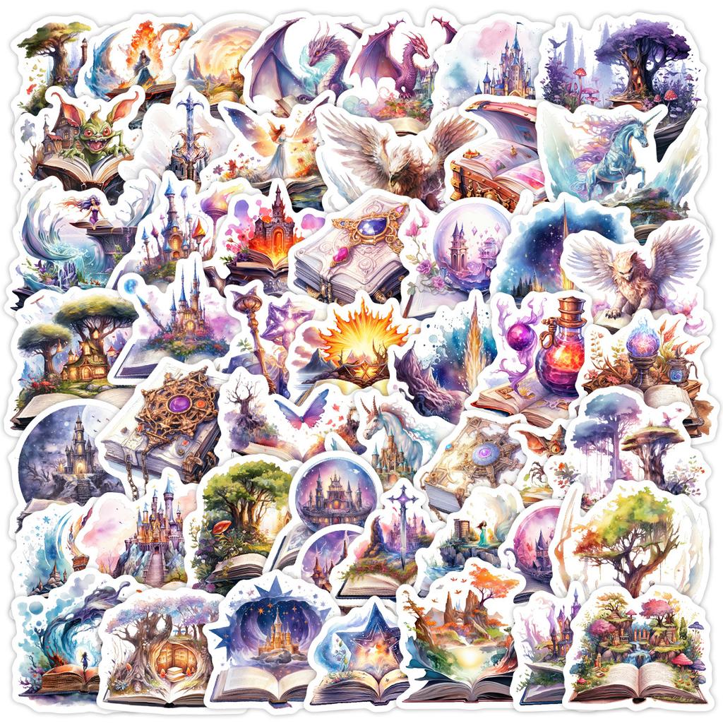 50 Aquarell-Fantasy-Bücher Graffiti-Aufkleber Wasserbecher Computer Koffer Wasserdichte Dekorationsaufkleber DIY-Aufkleber