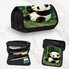 Pencil Case Featuring a Cartoon-Style Black And White Panda Bear, Designed for Ample Storage. This Large Capacity Pouch Serves As an Organizer for Sta