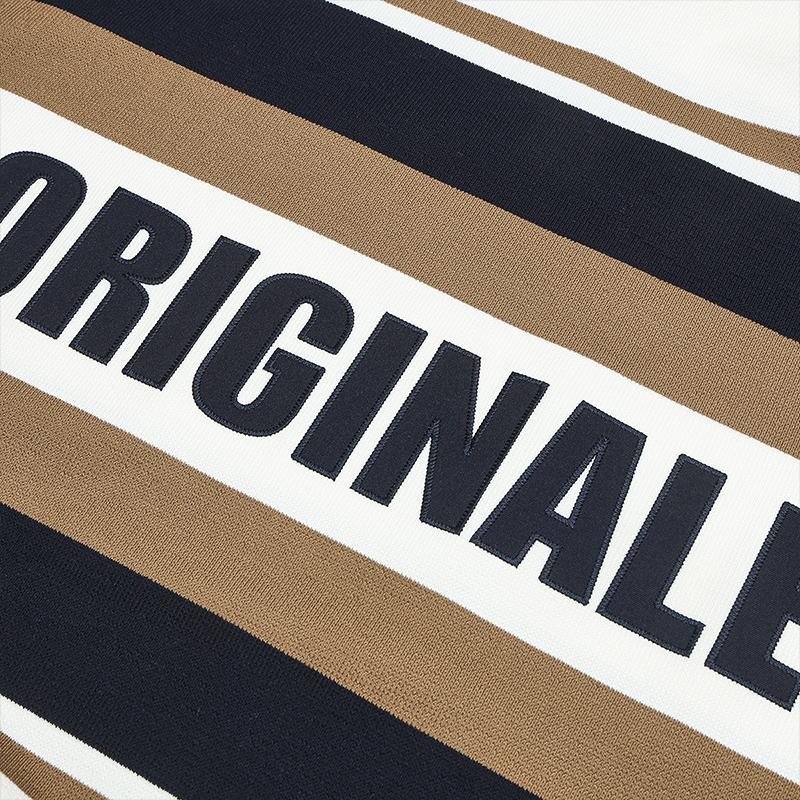 Fila Versatile Casual Striped Long Sleeve Polo Shirt Men Tops Cloud-Mushroom-White F11M519205FWT