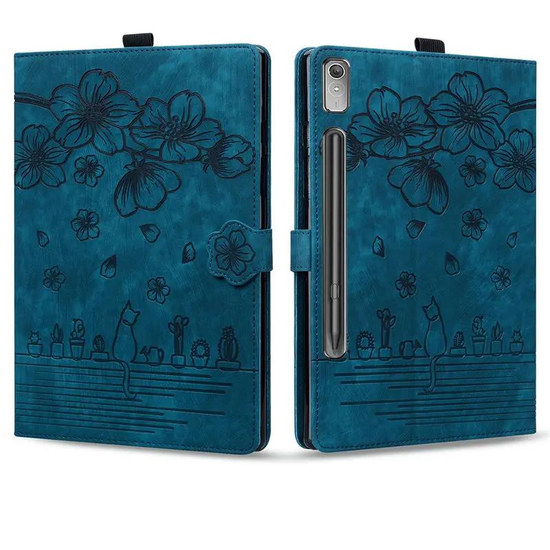 Tablet Case For Funda Lenovo Tab P11 Pro Gen 2 Case TB132FU TB138FC Embossed Flip Stand Cover XiaoXin Pad Pro (2022) 11.2" TPU Back Shell