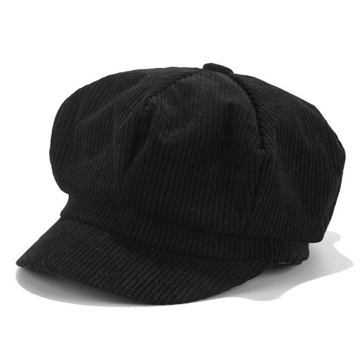 

Женские винтажные береты, зимние однотонные вельветовые повседневные шляпы, литературные ретро-кепки, корейские кепки для газетчиков, складные береты, шляпа художника чёрный