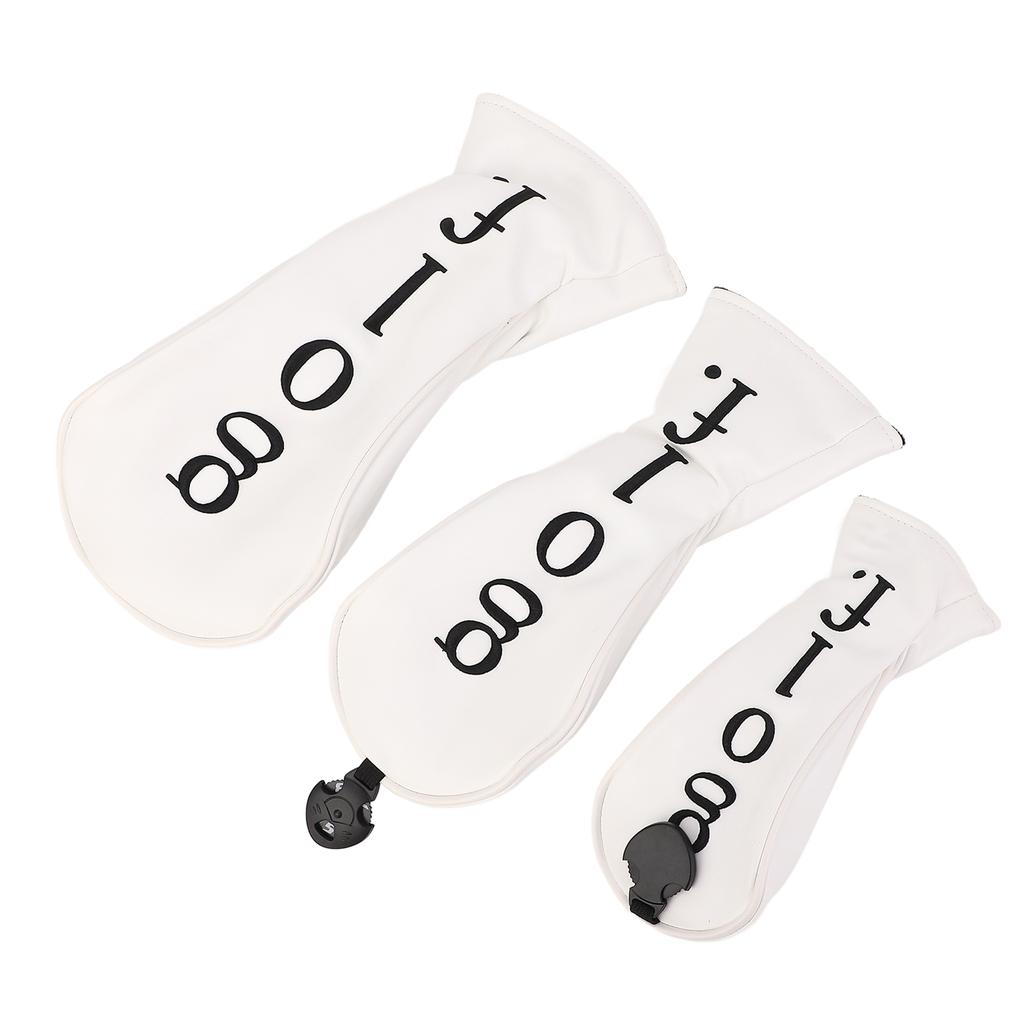 Golfschlägerkopfhauben PU-Leder Wasserabweisend Sportlicher Stil Abriebfest Golfschlägerkopfhauben Set für Training Weiß