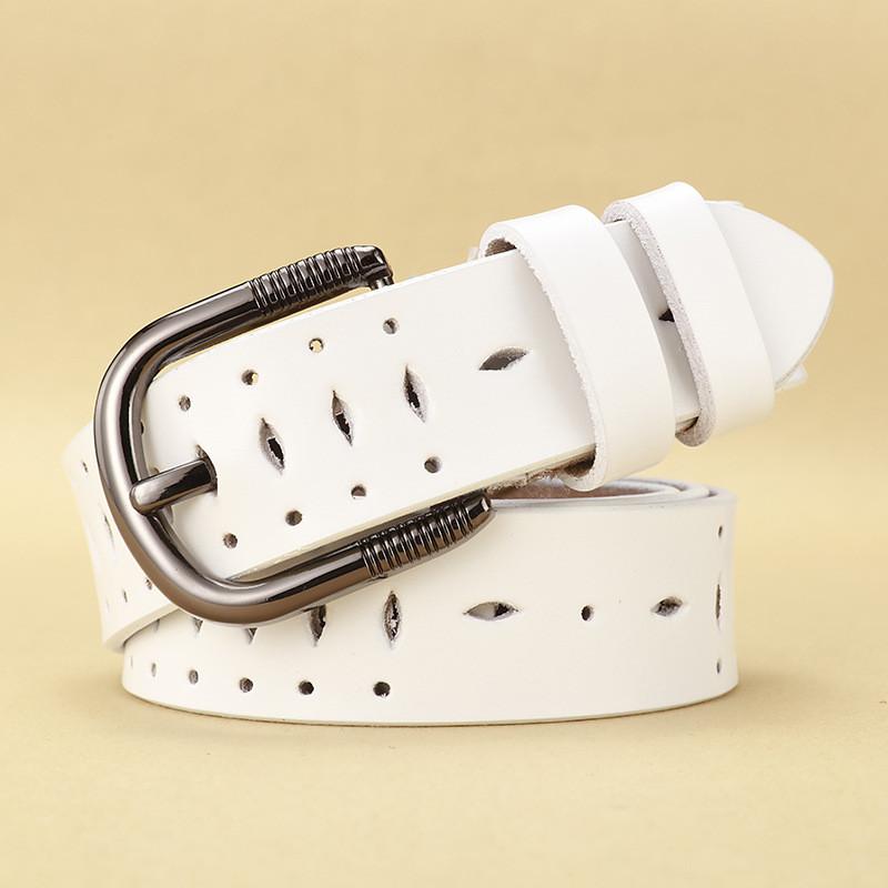Fashionable Leather Waist Belt Hollow Pattern Metal Pin Closure Casual Outfits