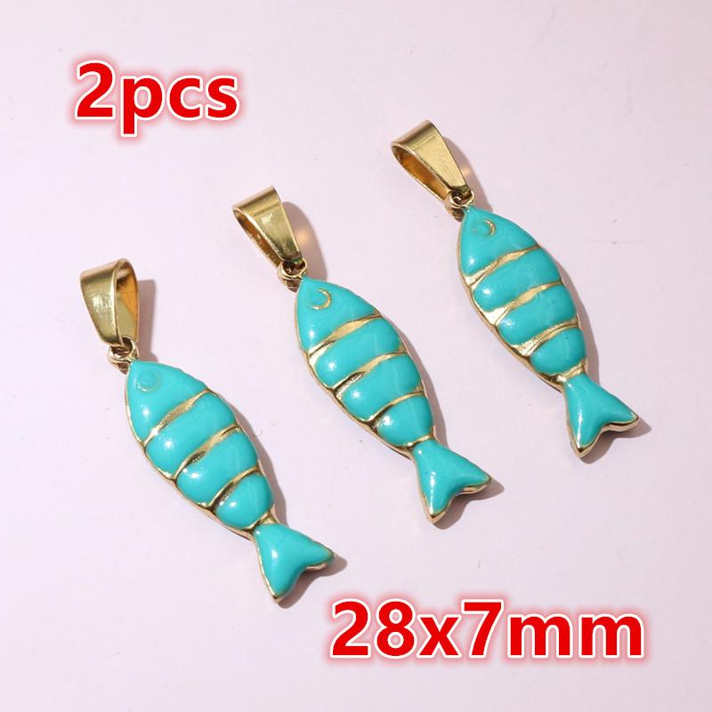 2-4pcs Enamel Stainless Steel Flower Coral Fish Charms Pendant DIY Jewelry Making Accessories Findings for Necklace Earrings