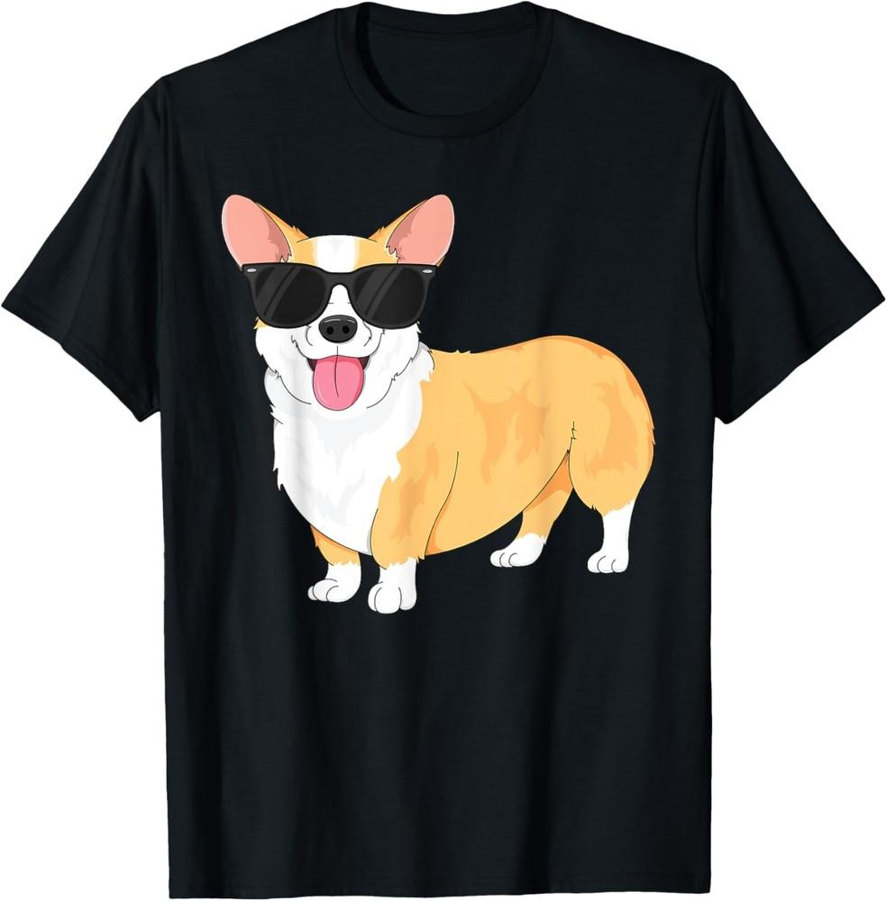 Vintage Cool Corgi T-Shirt for Boys Kids Dog Sunglasses Unisex T-Shirt XXXL