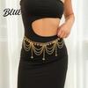 Waist Chain Metallic Solid Color Heart Pendant Multi Layer Tassel
